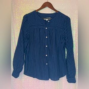 Blue pinstripe button up shirt